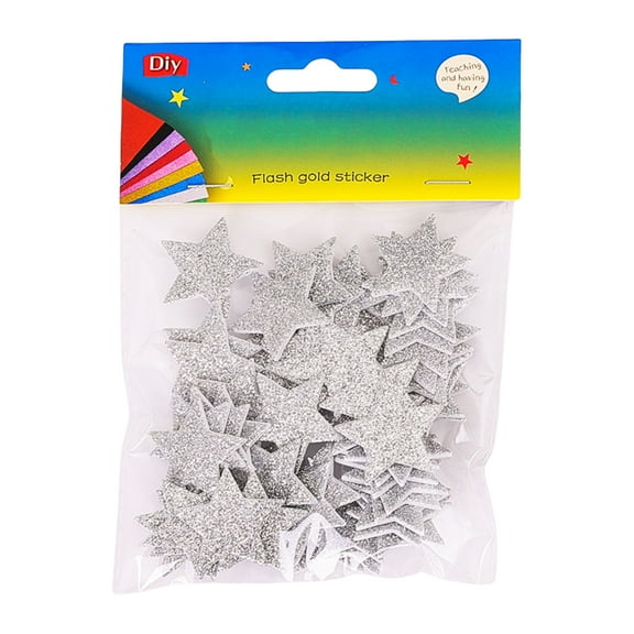 60Pcs Sparkling Star Sticker Glittering Adhesive Star Sticker Teacher Reward Sticker for Card Making Home Decoration