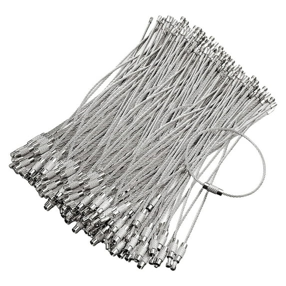 60Pcs Stainless Steels Wire Keychains Rings Braided Steels Chain Heavy Luggage Label Rings Camp Tool Hardware