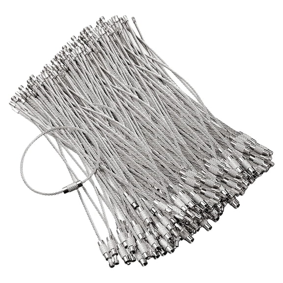 60Pcs Stainless Steels Wire Keychains Rings Screw Lock Keyring Metal Keychains Label Rope Tool Latches Fastener