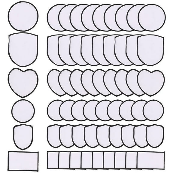 60Pcs Sublimation Blanks Patches Fabric Iron-on Patch Repair Blank for DIY Hats Shirts Shoes Supplies