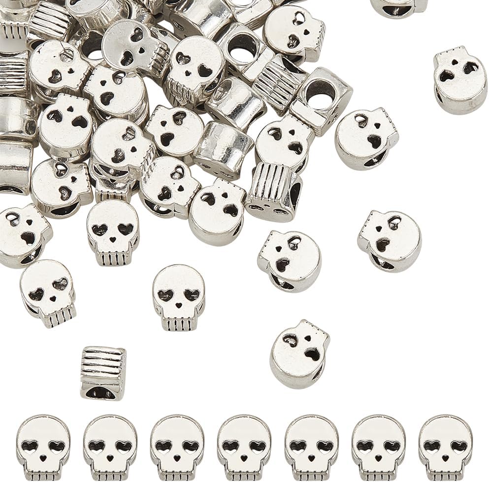 10pcs Antique Silver Stainless Steel European Large Hole Beads 7.5x5mm