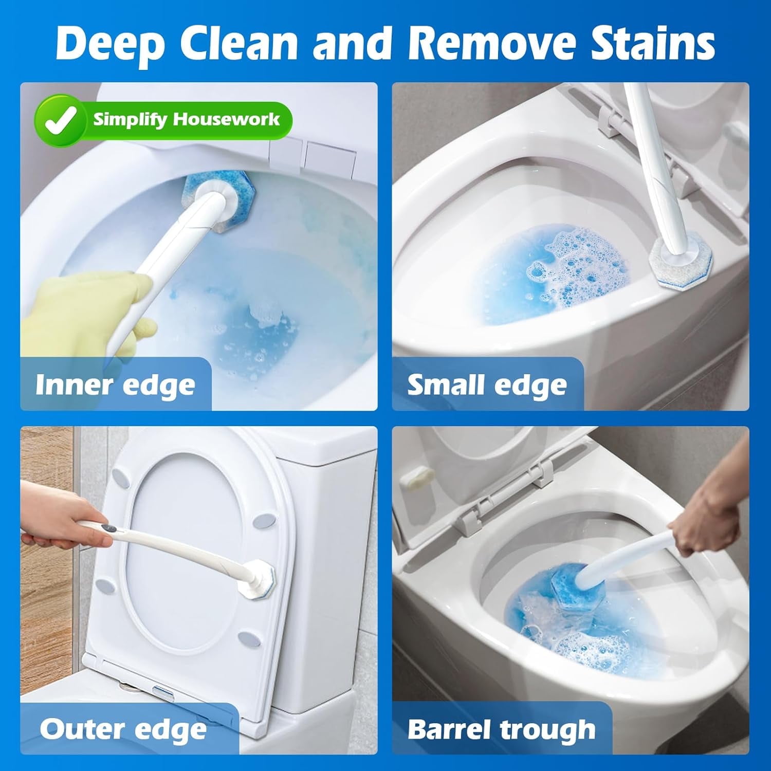 60Pcs Toilet Bowl Wand Refills Compatible with Clorox, Disposable Toilet Brush Bowl Cleaning Wand Heads