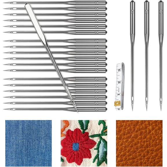 60Pcs Universal Sewing Machine Needle, Sizes 90/14 100/16 110/18 Heavy Duty Sewing Machine Needles for Thick Fabric Including Canvas Leather Embroidery Jeans, Silver