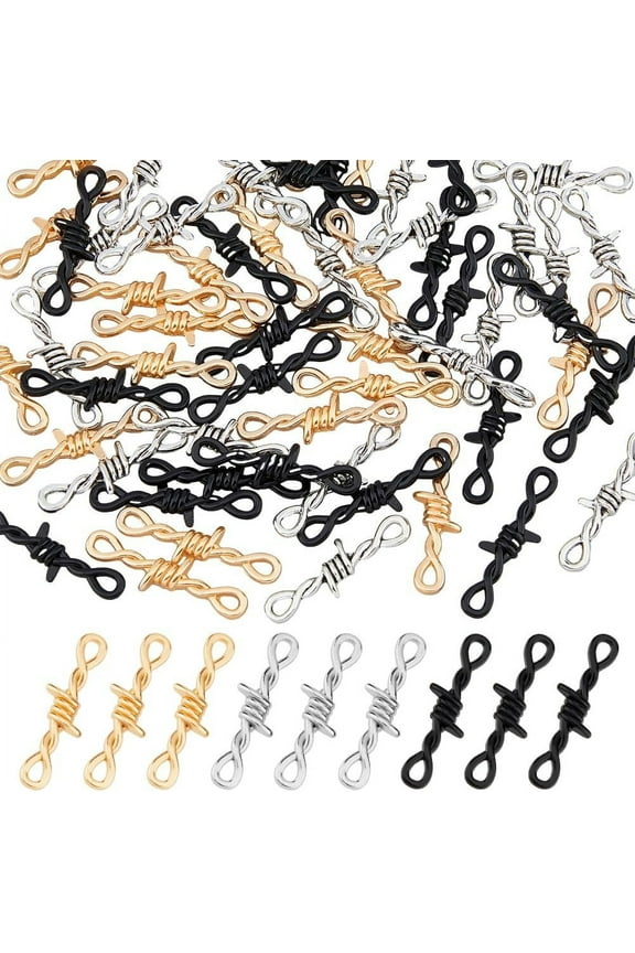 60Pcs Vintage Alloy Charms 3 Colors Barbed Wire Charms Thorn Pendant Infinity Connector Charm Hip Hop Punk Charm Celtic Knot Pendant Bulk Metal Link Pendant