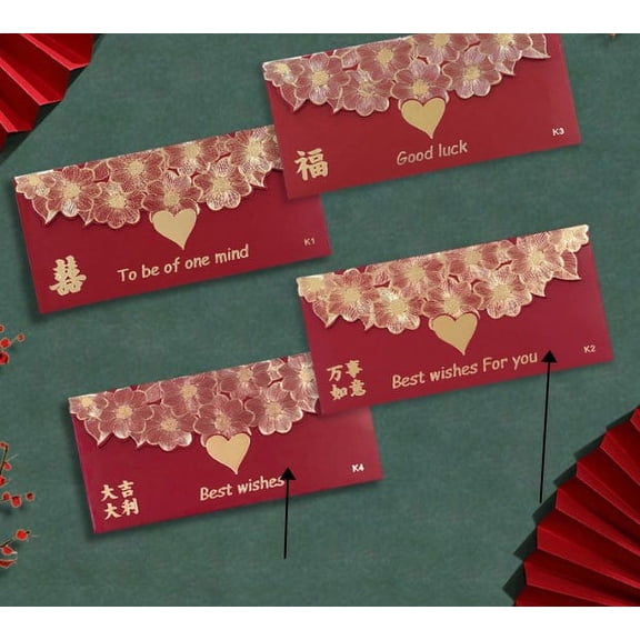MERRYHAPY 60Pcs Western Style Red Envelopes Money Bags for Wedding, Anniversary, Party Favors and Giving