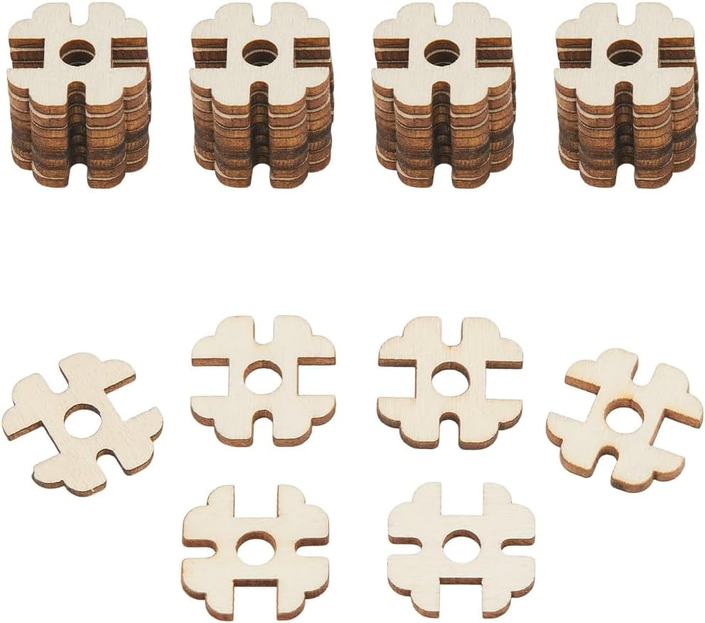 60Pcs White Irregular Shaped Wood Button Bulk Pack with One Round Hole ...