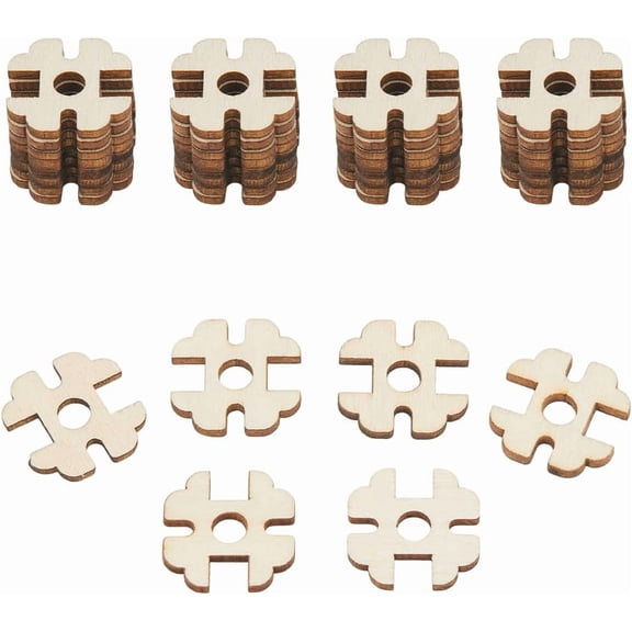 60Pcs White Irregular Shaped Wood Button Bulk Pack with One Round Hole Solid Color Vintage Unique Replacement Wooden Buttons for DIY