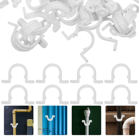 60Pcs White PVC U Brackets for Pipe and Hose Support with Strong Mechanical Strength