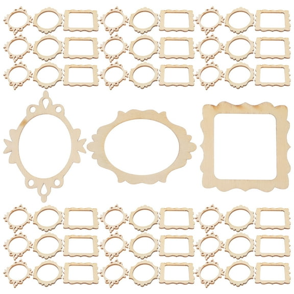 FRCOLOR 60Pcs Hanging Craft Wood Wooden Cutouts Beige Oval For Creative Handicrafts And Diy Projects