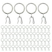 60Pieces Metal Curtain Rings and Pin Hooks Long Time Use for Drapery Hanging