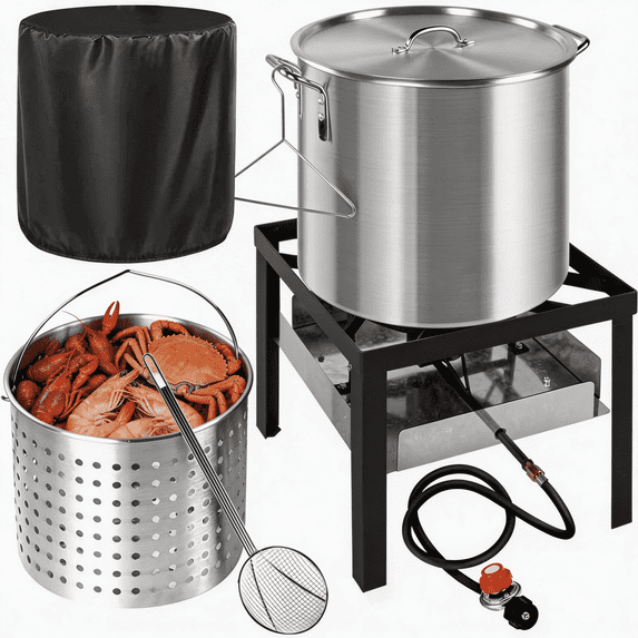 Pipopa 60QT Crawfish Boiler Kit, Waterproof Cover & 12-inch Skimmer ...