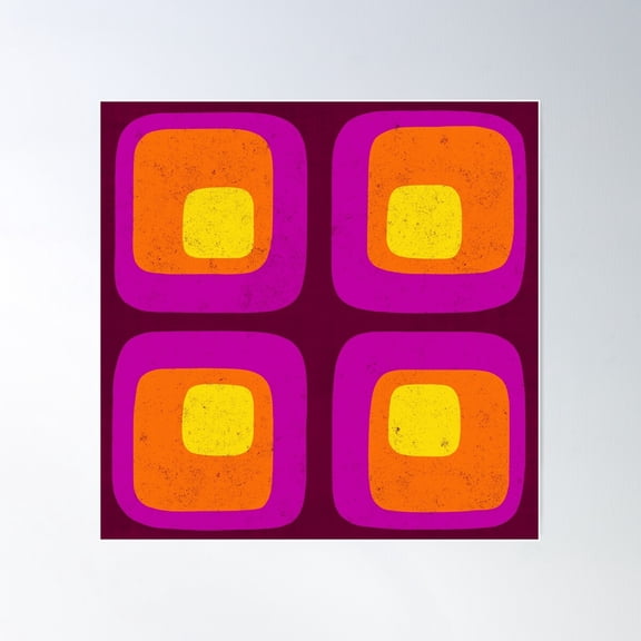 60S Bright Mod Poster Wall Art, Modern Wall Decor For Living Room Bedroom, 24x24 UNFRAMED