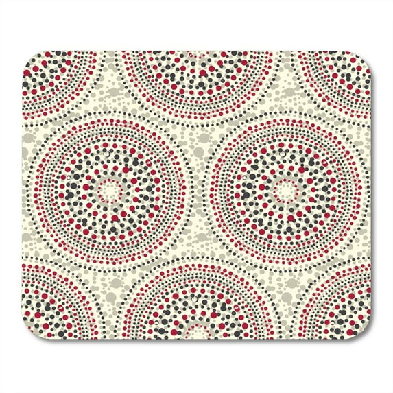 60S Orange Aboriginal Red and Gray Geometry Pattern Tribal Dot in Circle Shapes Repeatable White 70S Mousepad Mouse Pad Mouse Mat 9x10 inch