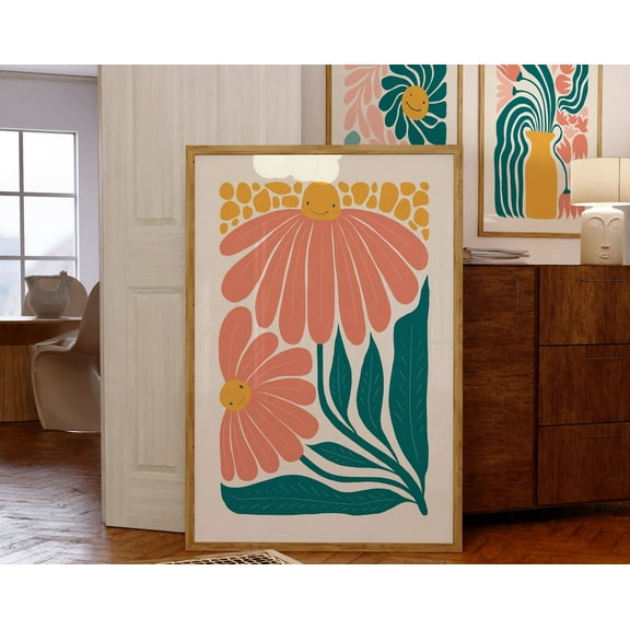 60S Poster, 70S Retro Print, Trendy Wall Art, Minimal Poster, Flower Power, Flower Wall Art Wall Art, Modern Wall Decor, 16x24 UNFRAMED