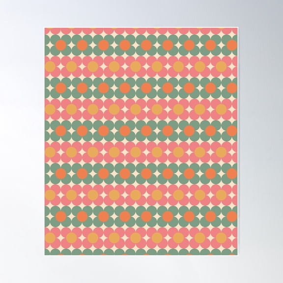60S Retro Flower Pattern Poster Wall Art, Modern Wall Decor For Living Room Bedroom, 24x24 UNFRAMED