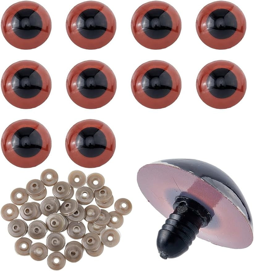 60Sets 2930mm Safety Eyes with Gasket Saddle Brown Stuffed Animal Eyes