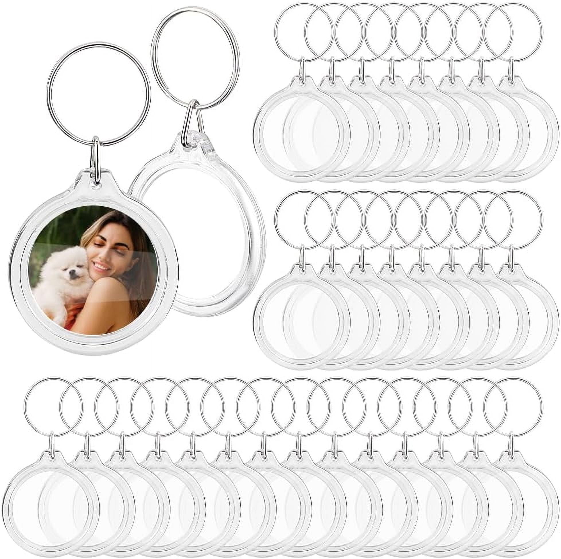 Round Keychain Frame ORIGACH 60Sets Blank Photo Insert Keychains, Acrylic Round 1.6 Inch ...