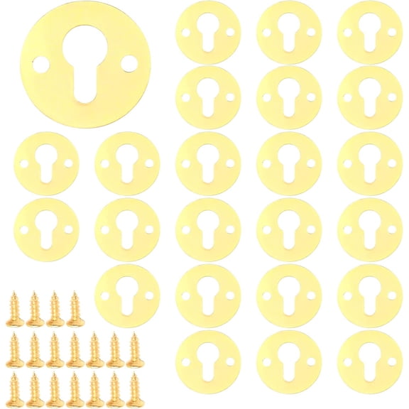 60Sets Iron Frame Hanging with Screws Electrophoresis Golden Metal Picture Hangers 25mm Round Keyhole Shelf Brackets for Picture Frame Shelf Mirror for DIY