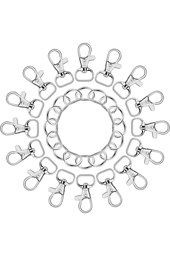 60Sets Key Chain Clip Hooks, D Ring Clip Lanyard Hardware for Keychain Making