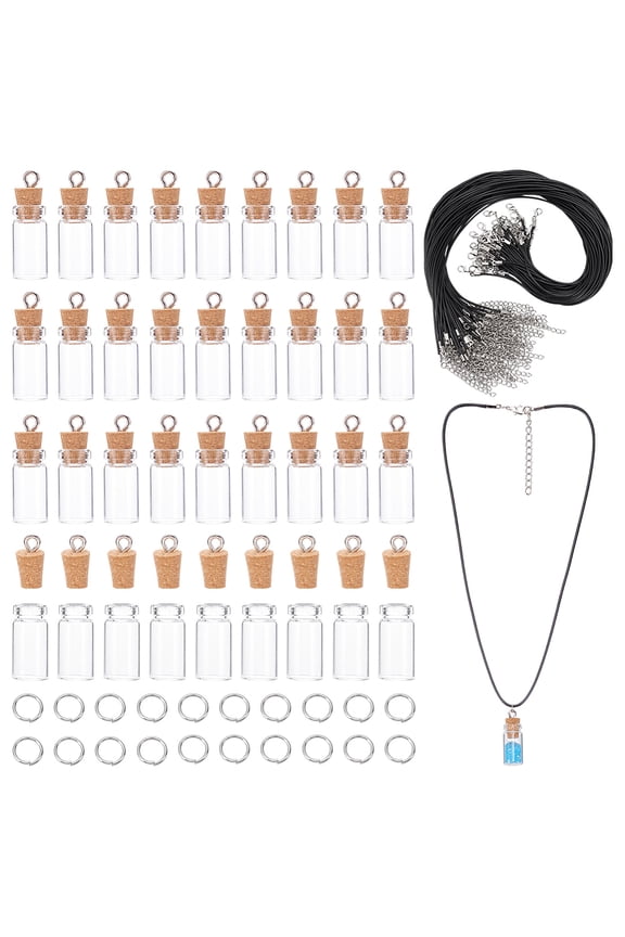 60Sets Mustard Seed Faith Bottle Necklace Christian Gifts