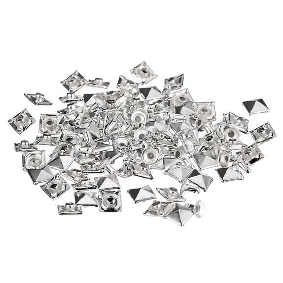 60Sets Spike Rivet, 8mm Cone Rapid Rivet Nailhead Studs Copper Punk Square Spikes (Silver Tone)