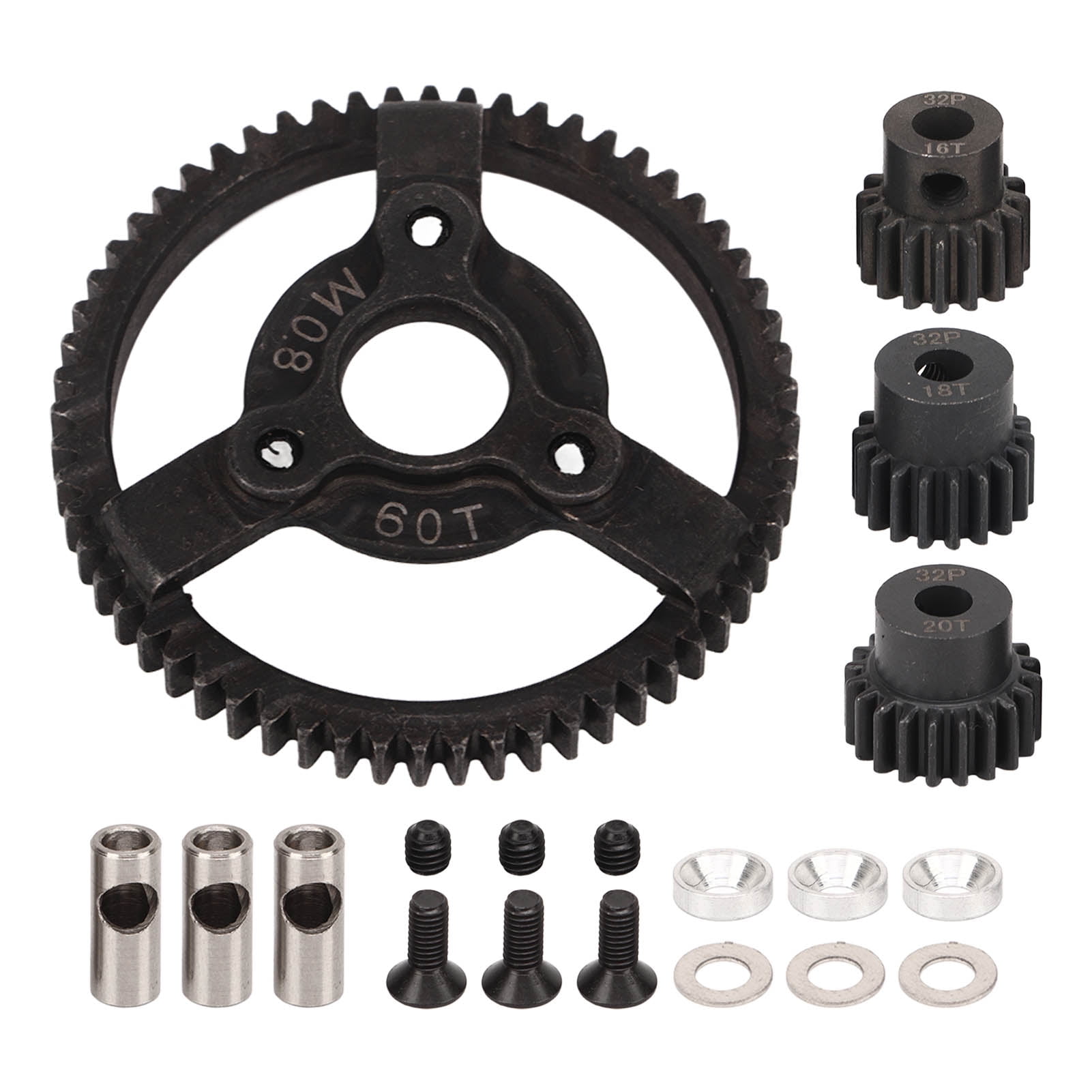 60T Spur Gear and 16T 18T 20T Pinions Gear RC Steel Gear Set for Slash ...