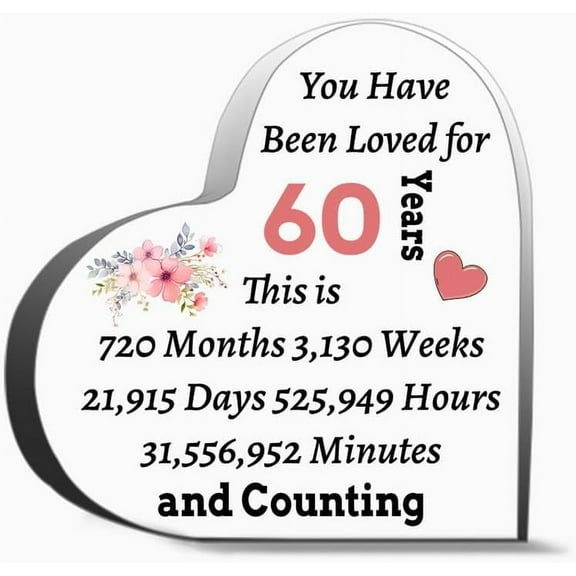 60Th Anniversary Wedding Gift Couple Gift For Wife Husband Acrylic Sign Gift 60Th Anniversary Presen For Friends, Gifts For Family Coworker Home Decorative Signs