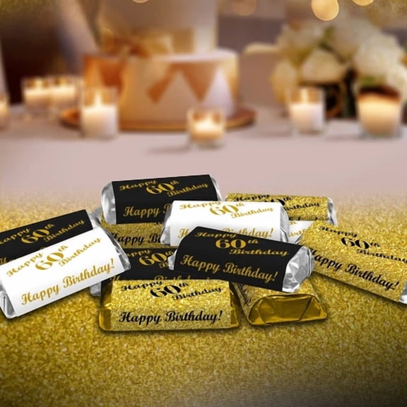 60Th Birthday Miniatures Candy Bar Wrapper (Set Of 60) Candy Not Included
