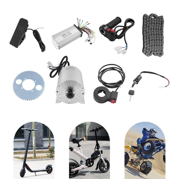 60V 2000W Electric Brushless DC Motor Kit 5300RPM High Speed Motor with Upgraded 3 Adjustable Speed, Controller & Throttle Grip/Pedal for Go Kart, E-Bike, Motorcycle, Dirt Bike DIY