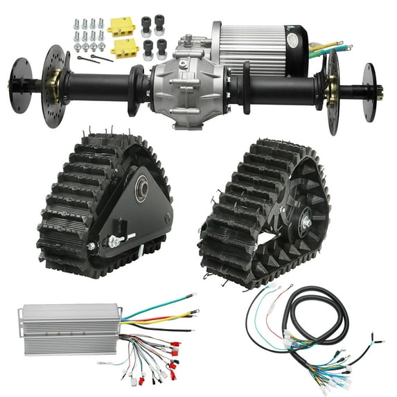 60V 2500W Brushless Differential Motor Kit with 32" Axle & Snow Sand Tracks Snowmobile Rear Wheels– High Torque 400Nm 5000RPM for Electric Golf Cart, ATV, Buggy, Go Kart, Quad, Utility Vehicle