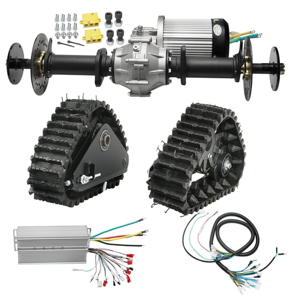 60V 2500W Brushless Differential Motor Kit with 32" Axle & Snow Sand Tracks Snowmobile Rear Wheels High Torque 400Nm 5000RPM for Electric Golf Cart, ATV, Buggy, Go Kart, Quad, Utility Vehicle