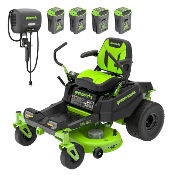 Greenworks 60V 42" Electric CrossoverZ Zero Turn Mower (4) 8Ah Batteries and 600W Wall Charger, CRZ4262