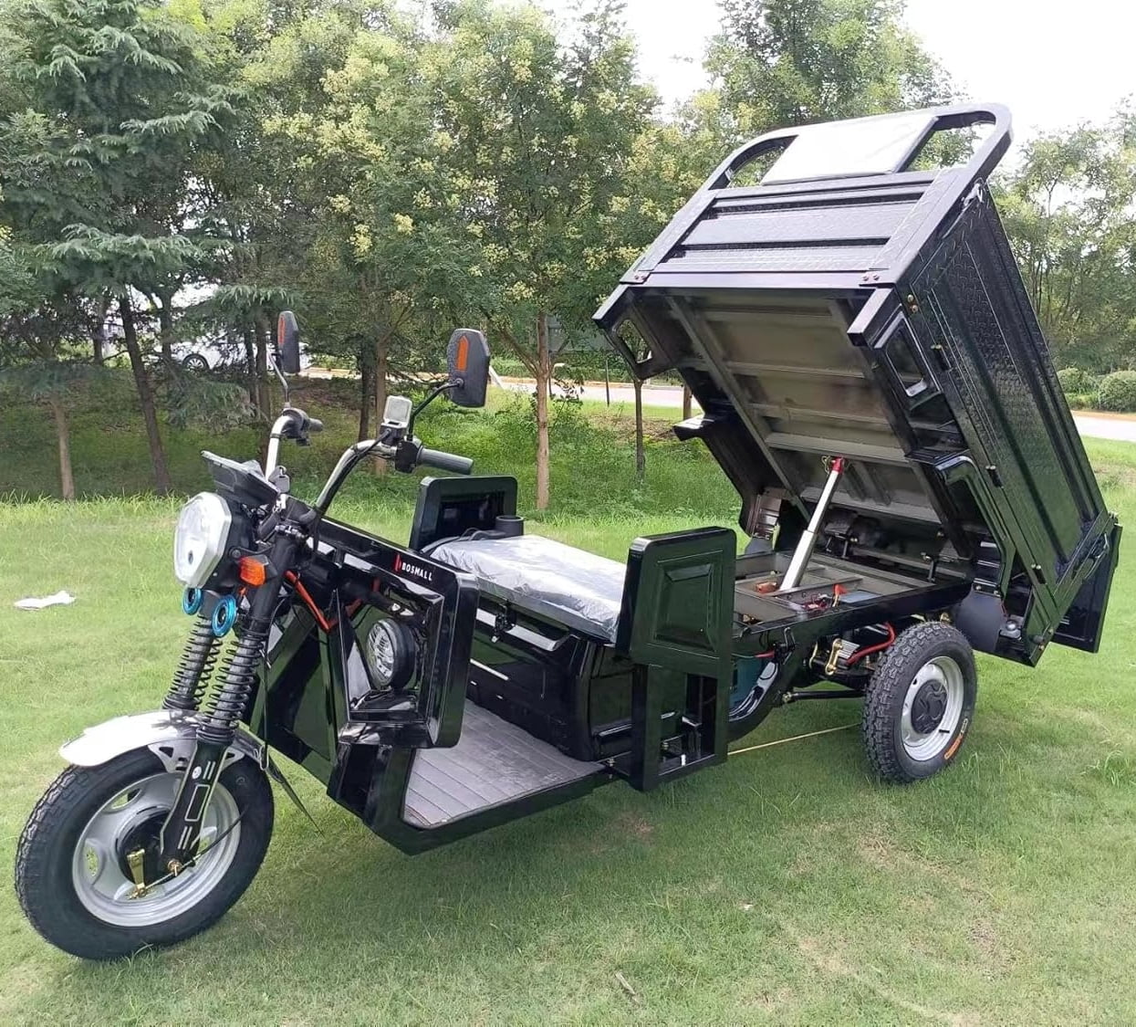 60V 45A Electric Tricyle Cargo Van for Adults, Upgraded Commercial Mobility Scooters for Seniors, 1200W Electric Three Wheel Cargo Transporter w/63" Hydraulic Tipping Bucket, 25-40 MI Range - Black