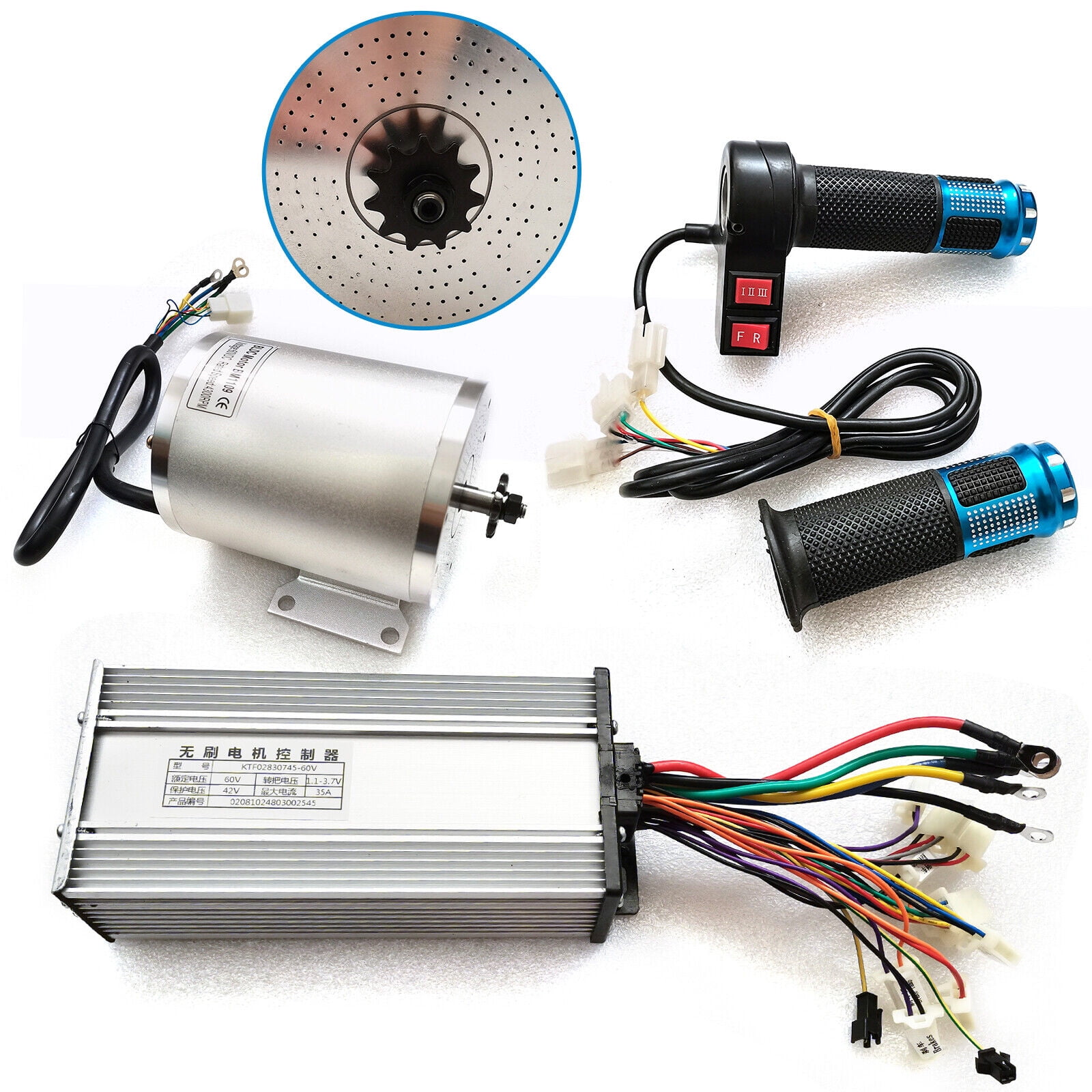 60V BLDC Motor Kit w/ Brushless Controller for Electric Scooter E Bike 2000W