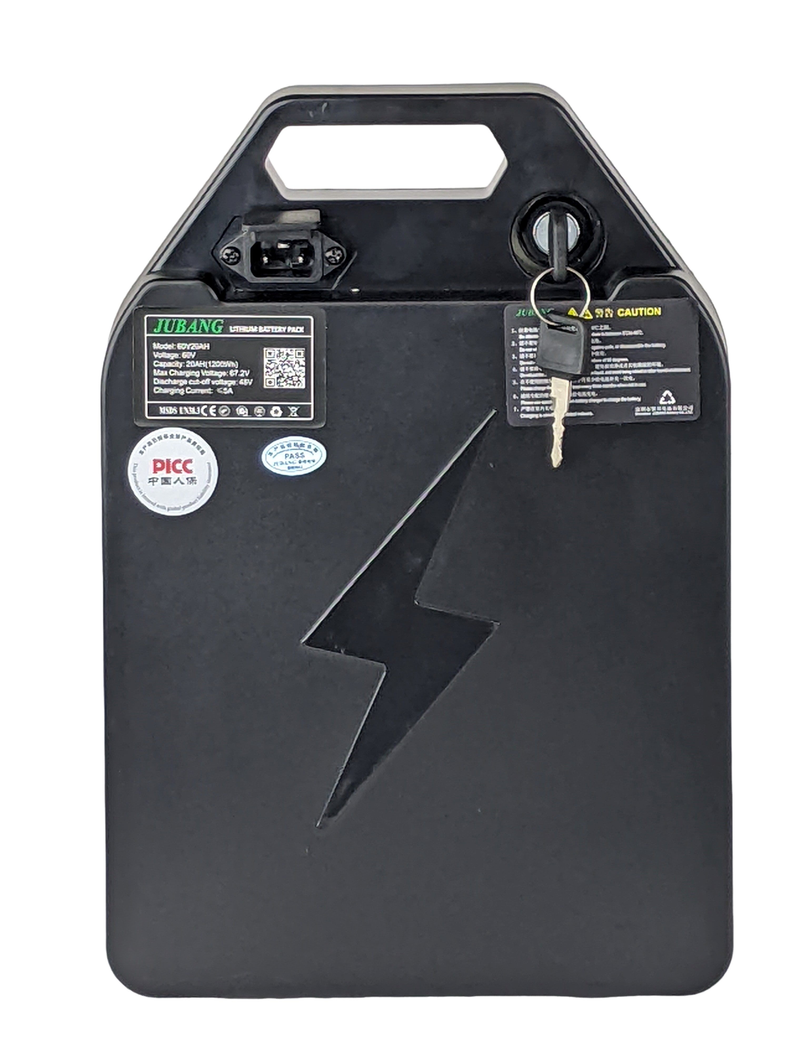 60V Electric Ebike Battery Lithium Ion Removable Battery 60V 20Ah with Locking Keys for Electric Scooter Bicycle Motor