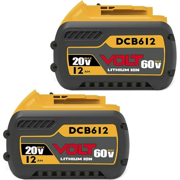 60V Max 12Ah Battery - Compatible with DW 20V/60V Tools, Compatible with DCB612 DCB606 DCB609, Extended Runtime & Overload Protection, 2 Pack