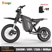 60V23AH Freego X0 off-Road Ebike for Adult&Teens,3600WPeak40MPH Top Speed Electric Bicycle,14/10Tires 50 Miles Max Range Electric Mountain Bike UL2849