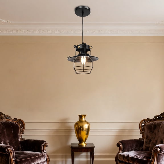 60W 110-240V Retro Industrial Black Pendant Light, Iron Pendant Light Fixture for The Dining Room, Bedroom, Corridor, Cafe, Kitchen Island, Etc.