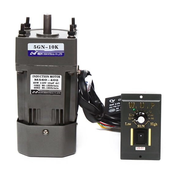 60W 110V AC Gear Motor Electric Variable Speed Controller Single-Phase 1:1010k