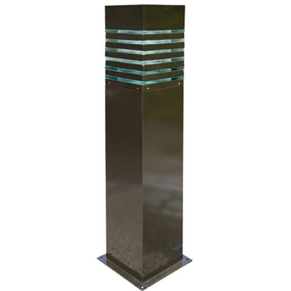 60W 120V Powder Coated Steel Bollard, Bronze - 42.31 x 9.81 x 9.81 in.