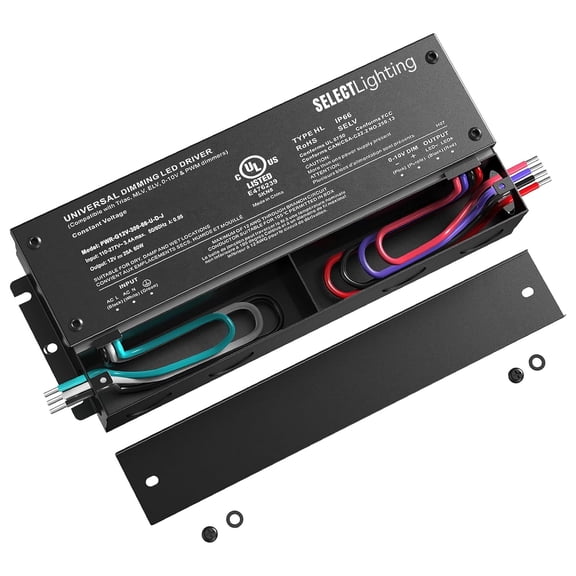 60W 12V Dimmable Driver, 4-in-1 (ELV, MLV, 0-10V, TRIAC), IP65 Waterproof, Class 2 for LED Tape Installation, Adaptive Dimming, Various Wattages for Architectural, Hospitality & Retail