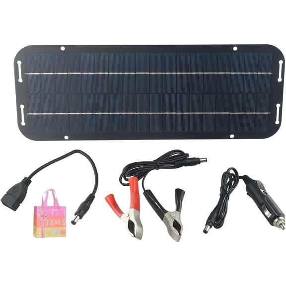 60W 12V Monocrystalline Solar Panel Trickle Charger Kit - IP65 Waterproof for Car, Caravan, Van & Boat Z