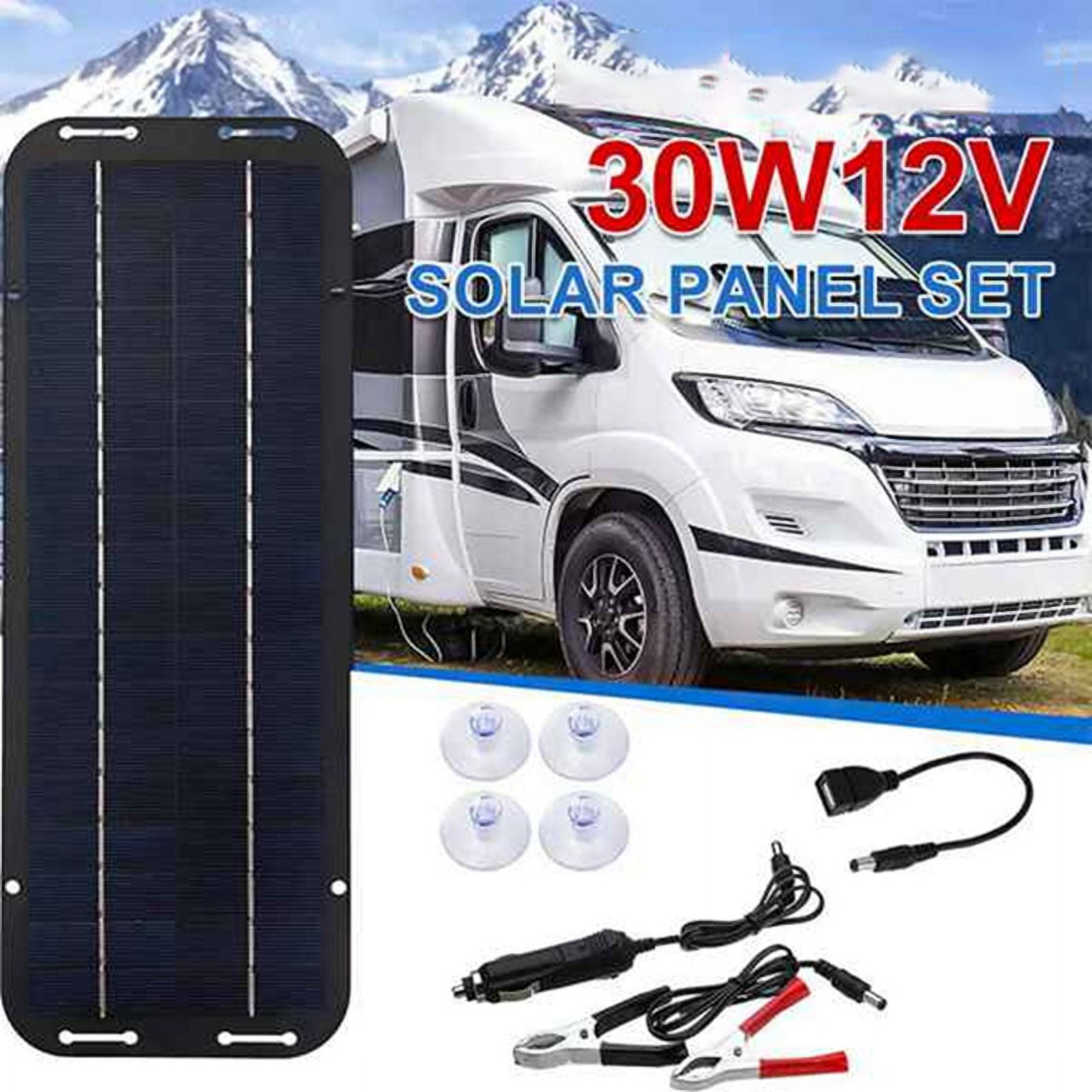 60W 12V Solar Panel Kit Waterproof Outdoor Camping Battery Charger ...