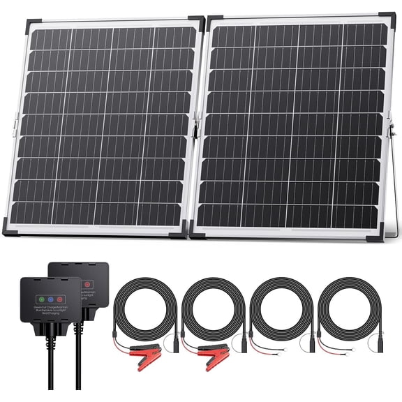 60W 12V Solar Trickle Charger, 2PCS 30W 12V/24V Battery Charger with Smart Controller, IP68 Waterproof Panel Kit for Car Boat Lawn Mower Marine Dump Trailer