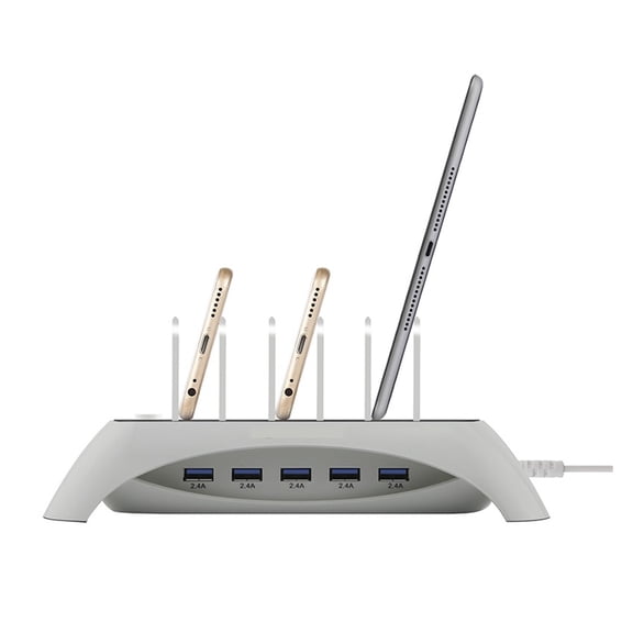 60W 5 Port USB Charger 12A Desktop Charger Dock Charging Docking Station Phone Power Adapter ,Multi-Port