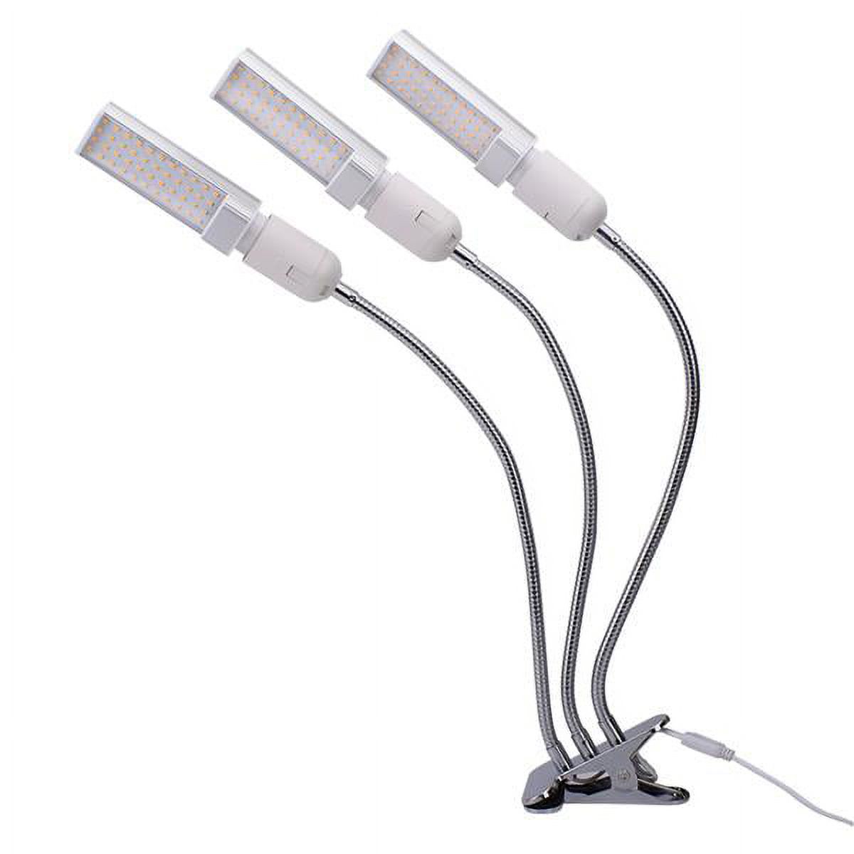 60W 5V Dimmable Three-head Flat Clip Corn Plant Light Full Spectrum Warm White 3000K 132LED Silver (Actual Power 20W) - image 1 of 15