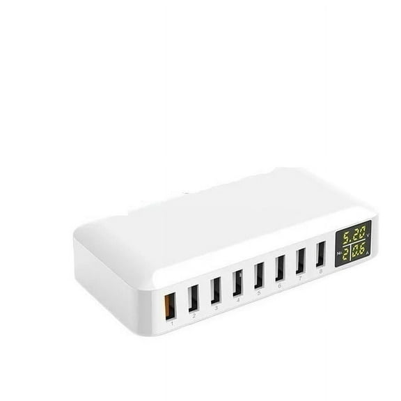 60W 8Port USB Fast Charger QC3.0 HUB Smart Quick Charge with LED Display Multi USB Charging Station ,Safe and Reliable