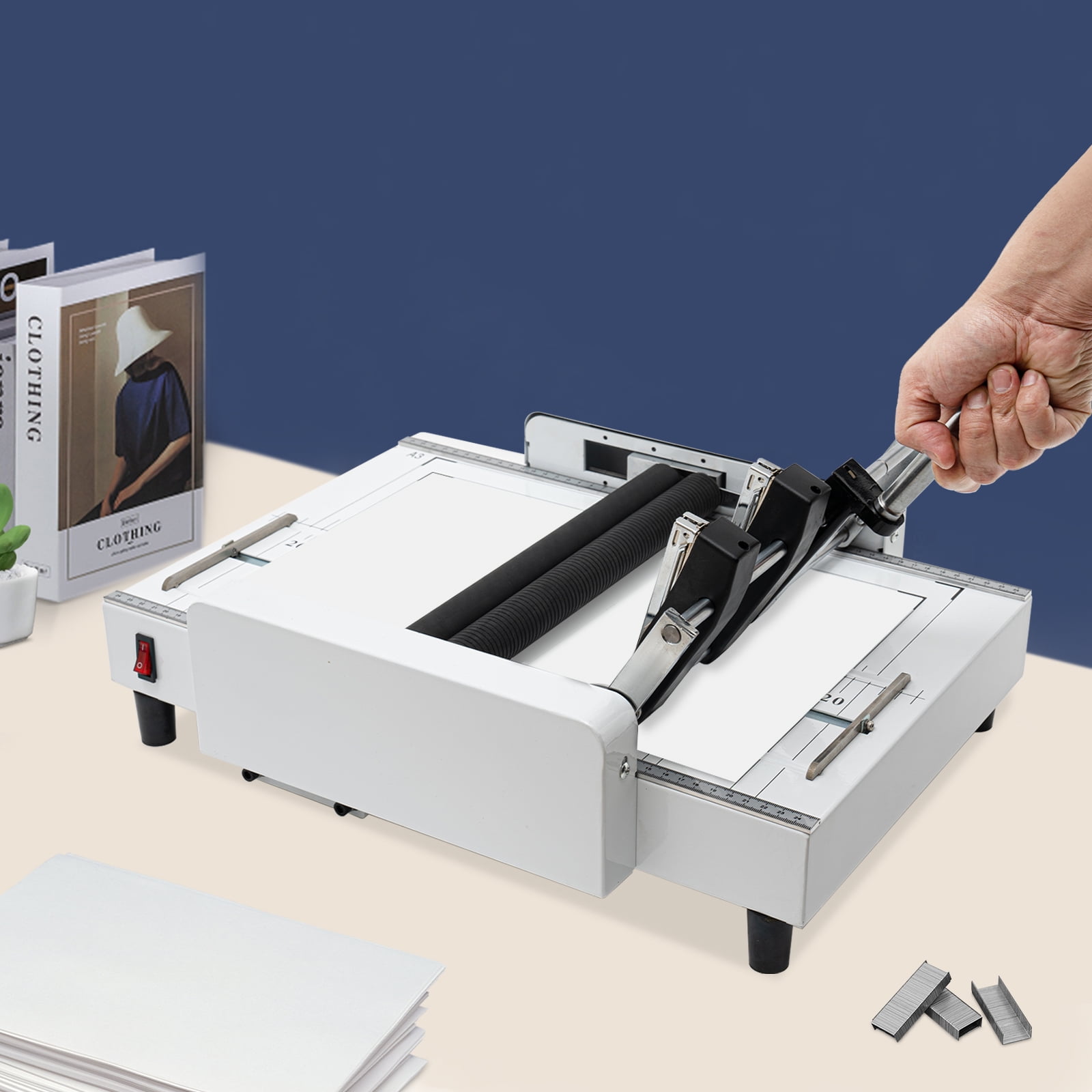 60W A3 Booklet Folding Binding Machine Office Paper Stapling Making Book Stapler