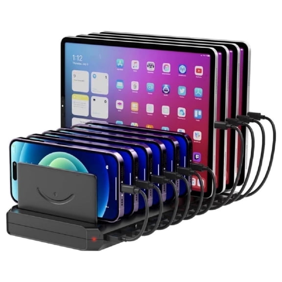 Tancola 60W 10port Charging Station Device Organizer Charging Dock Compatiable for iPhone, Android, iPad,Tablets & More