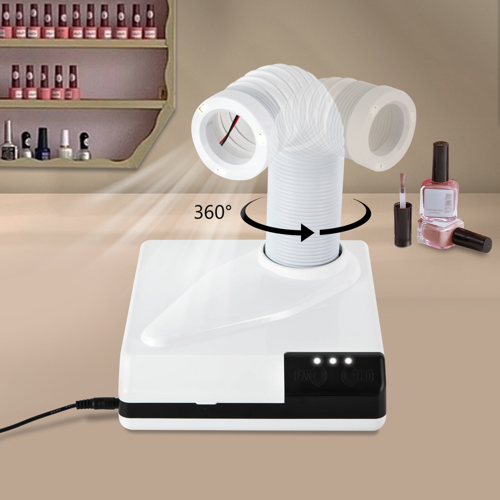 60W Dental Dust Collector with 360° Rotating Suction Hose & LED Light, Extra-Oral Vacuum Cleaner for Dentistry, Nail Salons & Beauty Studios, Strong Suction Dust Extractor with Fine Filter